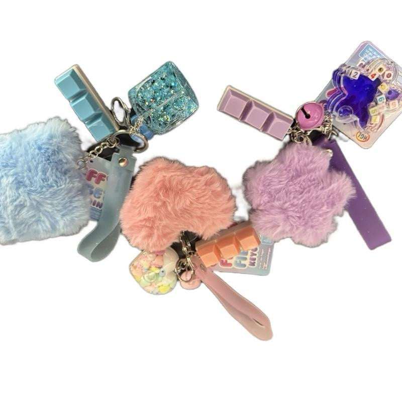 Fluffy Fidget Keychains 3 Assorted Colours