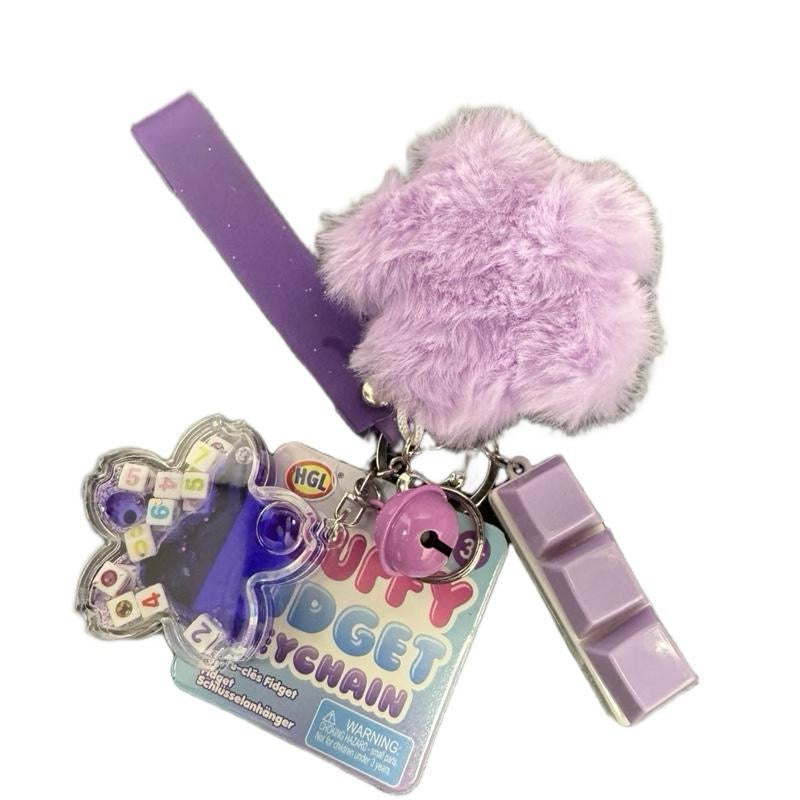 Fluffy Fidget Keychains 3 Assorted Colours