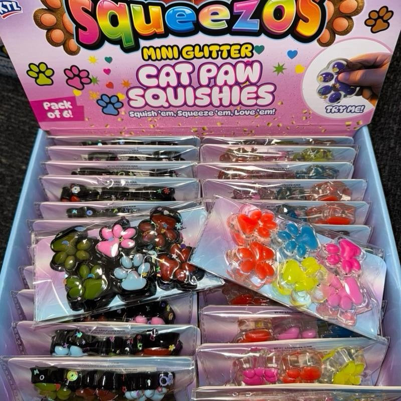 Squeezos Mini Glitter Cat Paws Squishies 6 Pack